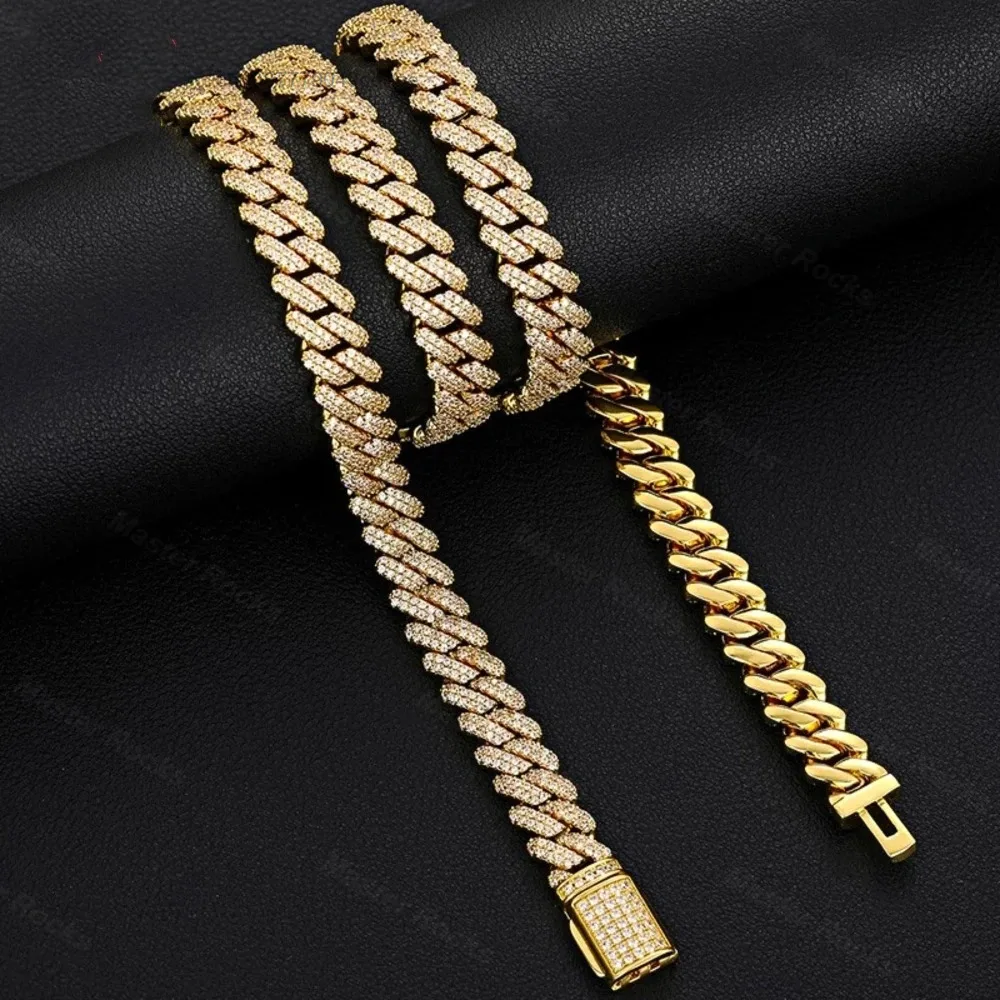 Jewelry Dope Sparkling Hiphop Cuban Link Chain 925 Sterling Silver Iced Out 9mm Moissanite Cuban Chain..