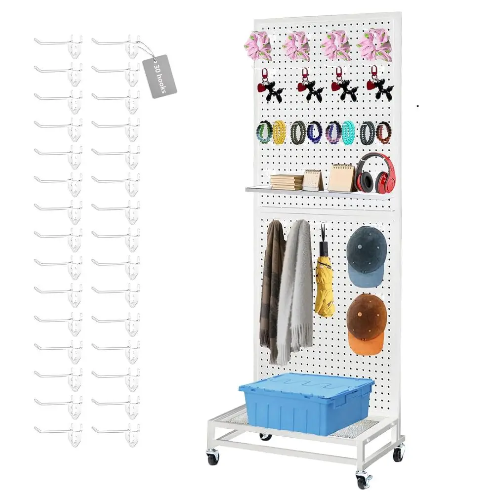 

Подставка для перфорированной доски с базовой пластиной, две отдельные панели для перфорированной доски, стоячая витрина для перфорированной доски размером 2 x 5 футов с четырьмя колесами, Peg B