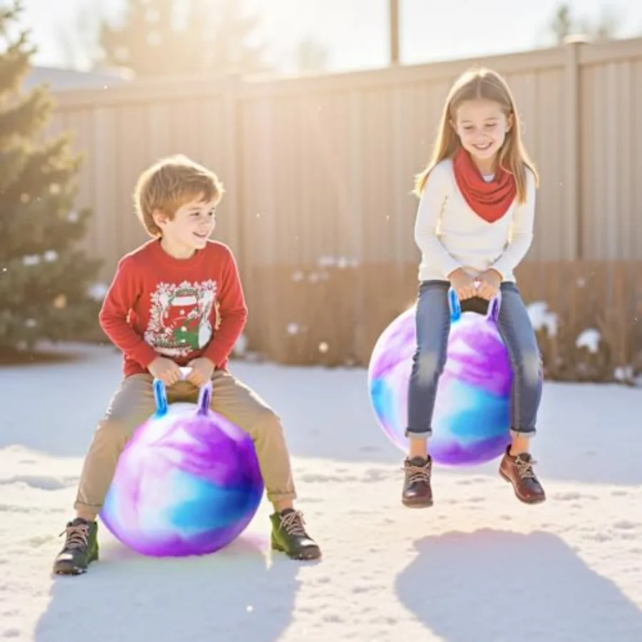 Hopper Ball 2-pack 18 inch opblaasbare stuiterbal met handvat voor wolken Kleur Binnen Buiten Actief speelspeelgoed Beste Kerstmis