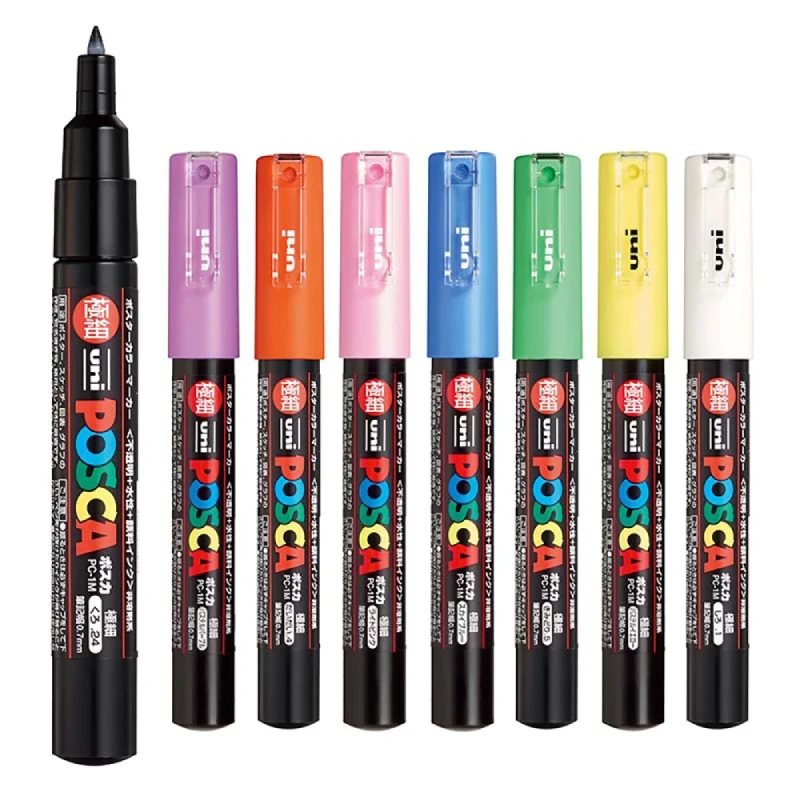 posca uni pc1m marcador de tinta canetas de arte ultrafinas com ponta de calibre de 07 mm grava qualquer superficie de vidro metal madeira tecido plastico 01