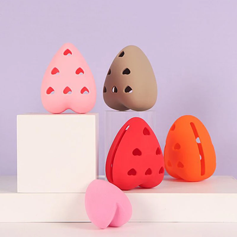 Silicone Makeup Love Heart Shape Beauty Egg Storage Powder Puff Storage Box Reusable Travel Portable Cosmetic Holder Makeup Tool