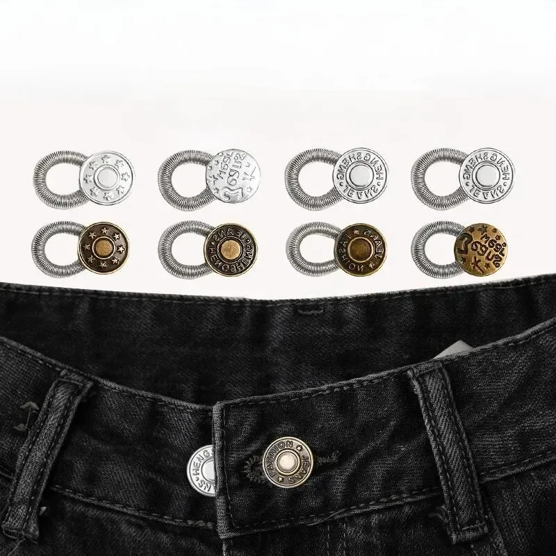 20pcs Metal Button Extender Pants Jeans Free Sewing Adjustable Retractable Waist Extenders Button Flexible Waistband Expander