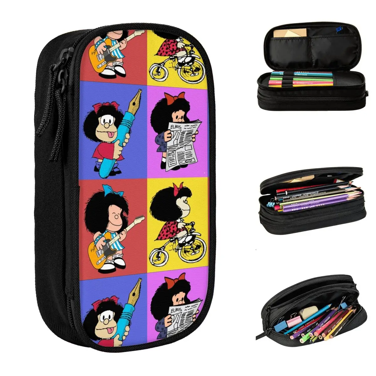 

Mafaldas Pencil Cases New Pen Box Bags Girl Boy Big Capacity School Supplies Zipper Pencilcases
