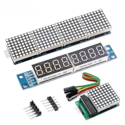 MAX7219 Red/Blue/Yellow Green LED Microcontroller 4 In 1 one Display with 5P Line Dot Matrix Module 5V for Arduino 7219 DIY KIT