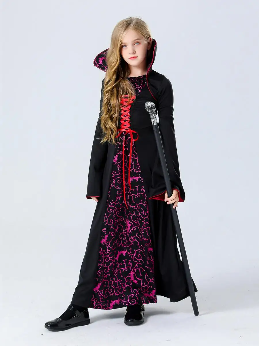 

Ролевой костюм на Хэллоуин, детский костюм ведьмы, Бог смерти, игра, наряд для пар, материал из полиэстера, традиционная китайская сцена...