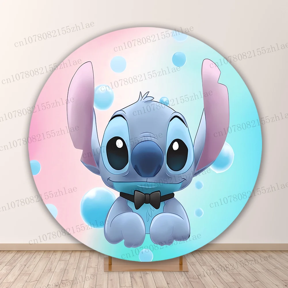 

Lilo & Stitch Birthday Party Round Photo Backdrop Baby Shower Photo Background Cartoon Banner Photography Backdrop