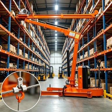 Flexible Counter Weighted Floor Crane – 1Ton Electric Hoist with Rotating Jib Boom, Portable Mobile Crane for Multi-Purpose