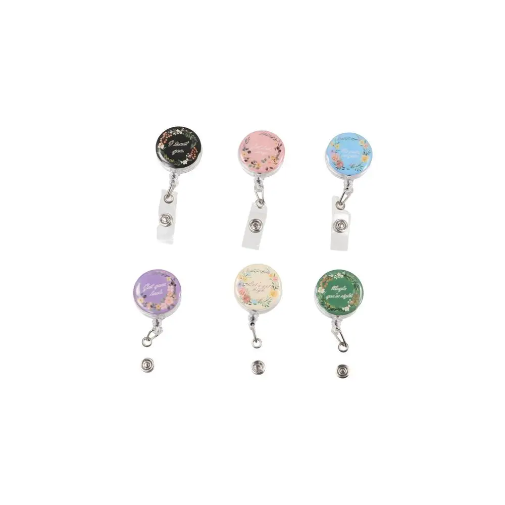 Cute Stretchable Badge Clip Wreath Fall-proof Retractable Badge Reel Work Card Clip Multicolor Nurse Badge Holder Name Tag