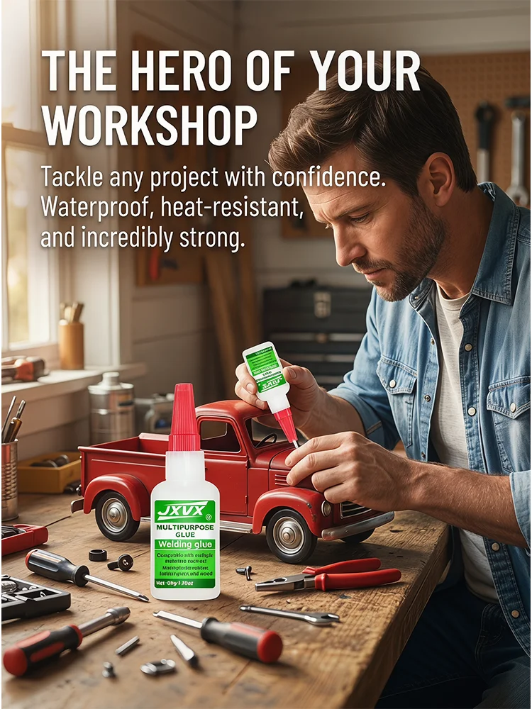 High Strength Instant Welding Super Glue, 50g, Large Capacity, Quick Drying, Waterproof, Heat and Shock Resistant, Transparent, Leaves No White Marks, Repair Adhesive