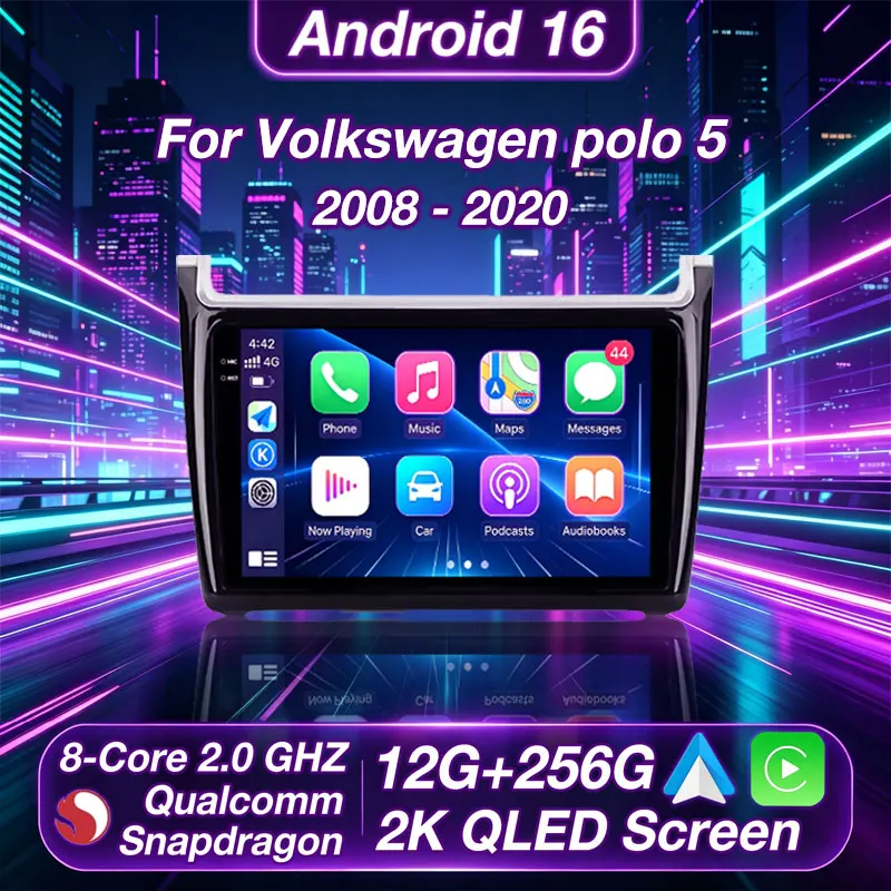 Android 16 Car Radio For Volkswagen polo 5 2008 - 2020 GPS Multimedia Player Navi Head Unit Wireless Carplay Stereo DSP Video BT