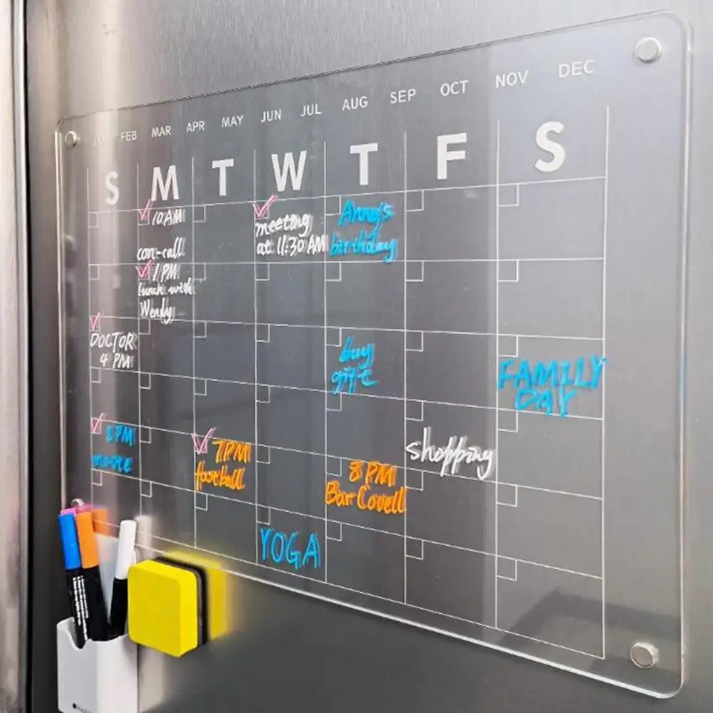 Space-saving Lightweight Acrylic  Magnetic Dry Erase Calendar Board Stationery Tool