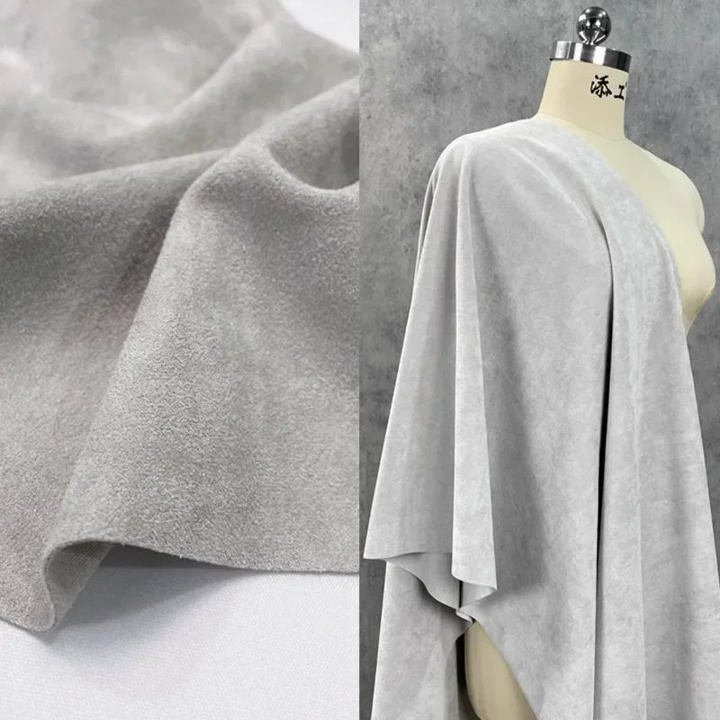 

Light Gray Thick Warp Knitted Elastic Hami Velvet Fabric Imitating Suede Diy Sewing By The Meter Cloth Material