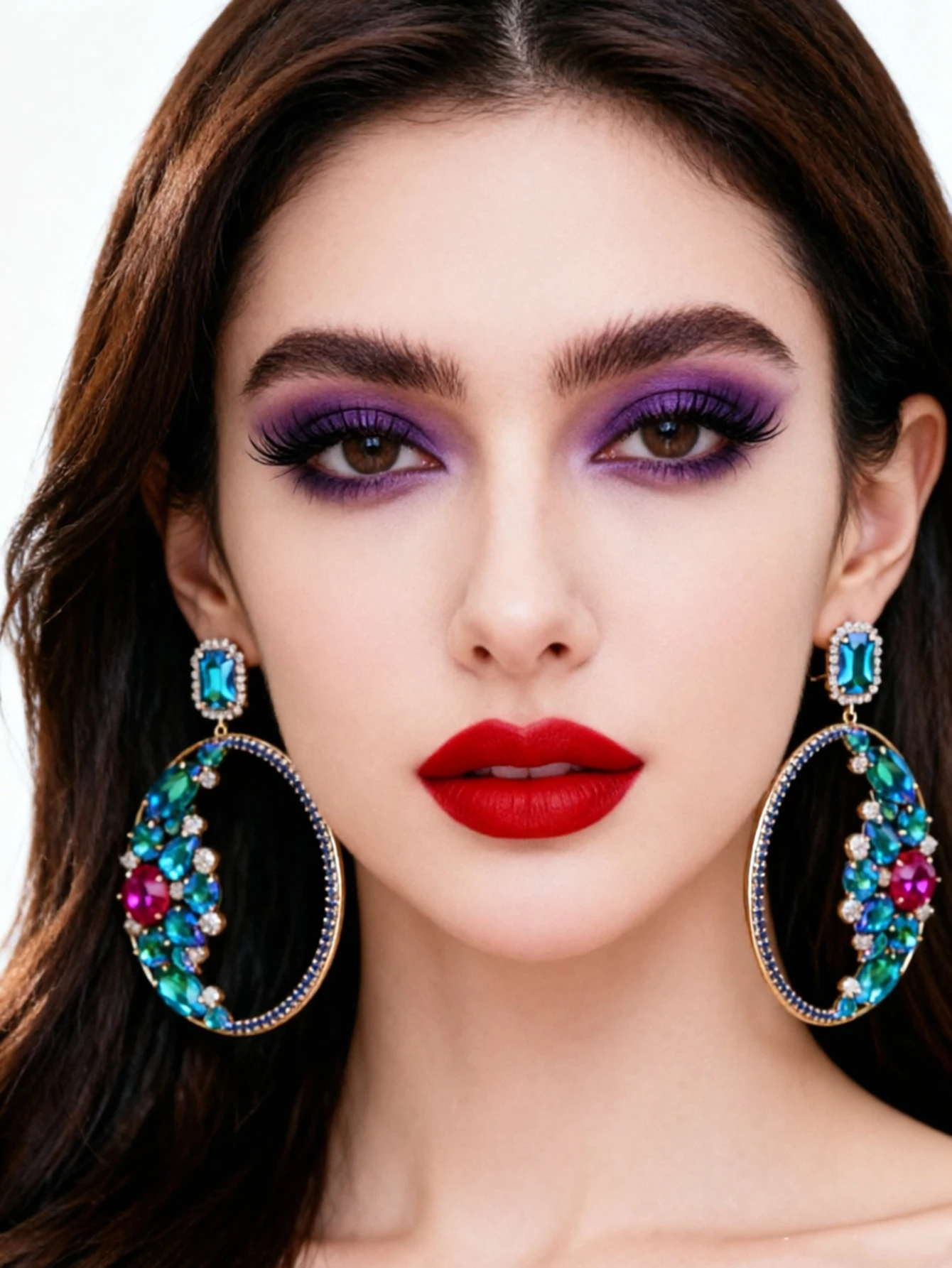 Big Rhinestone Women Earrings Jewelry Crystal Stone Pendant Geometric Drop Dangle Earrings Finger Rings Set Fashion Jewelry Gift