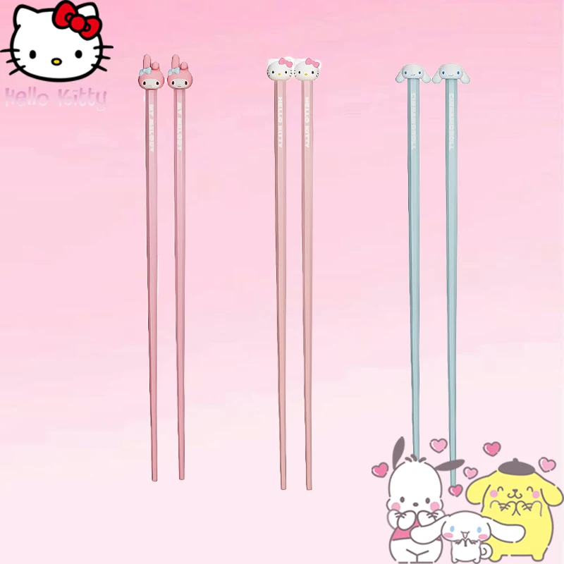 Hello Kitty Chopsticks Sanrios Anime Portable Tableware Alloy Moisture-Proof Kawaii Cinnamoroll My Melody Kitchen Household Gift