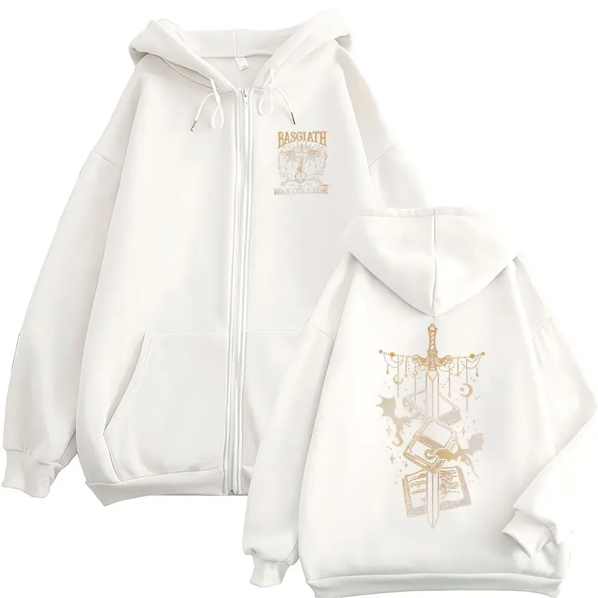 Fourth Wing Dragon Rider Basgiath War College Hot Novel Zip Up Hoodie Men Women VIntage Oversized Fleece Coats Hooded Streetwear