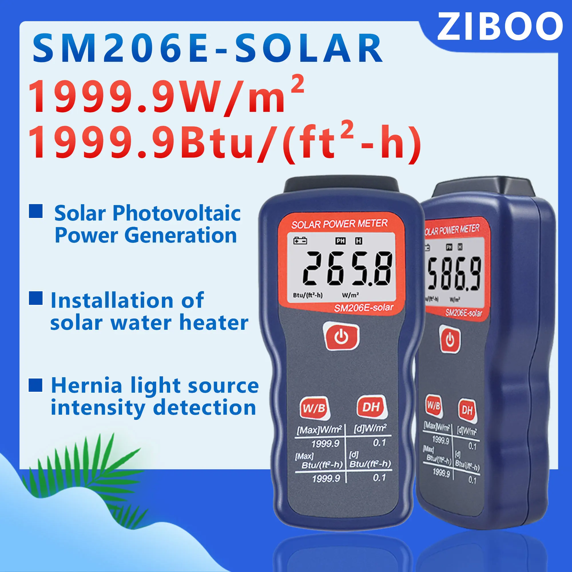 ZIBOO الشمسية الطاقة الشمسية متر الضوء متر اختبار الإشعاع الشمسي البصرية الشمسية SM206E