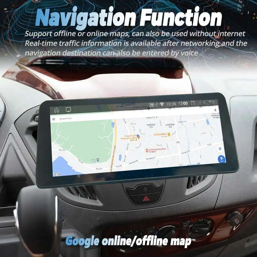12.3 بوصة 2din راديو السيارة شاشة أندرويد Carplay لفورد ترانزيت مخصص 2014 2015 ستيريو الوسائط المتعددة مشغل فيديو لتحديد المواقع والملاحة