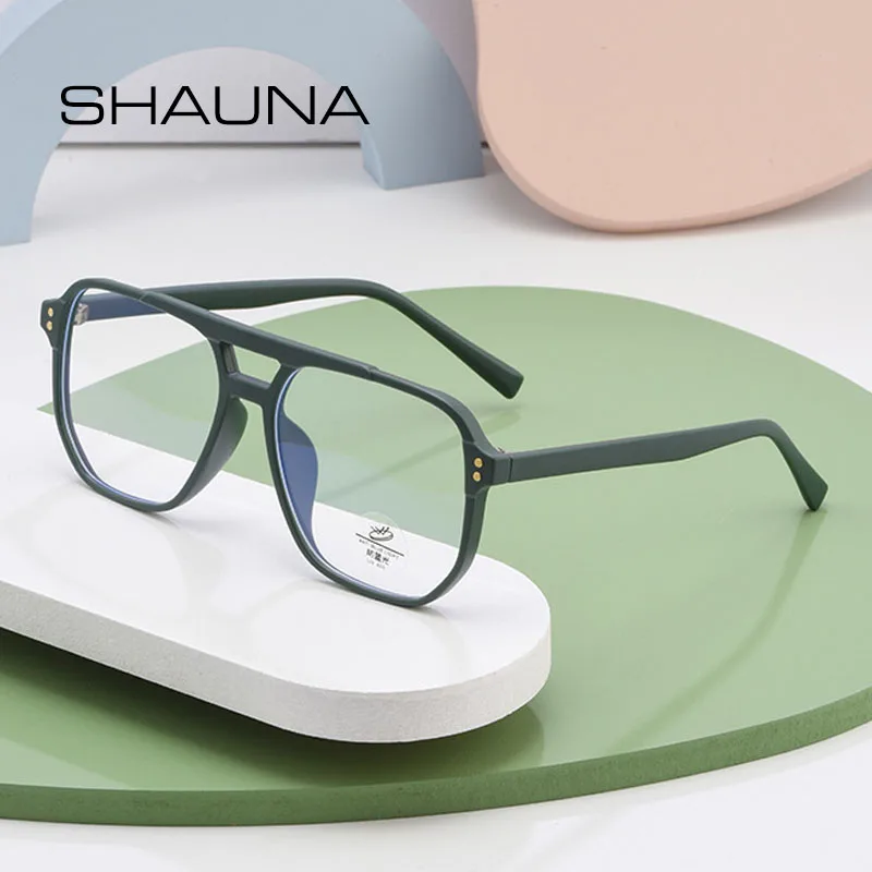 SHAUNA Anti Blue Light TR90 Retro Rivets Macaron Glasses Frames Women Fashion Men Optical Computer Glasses