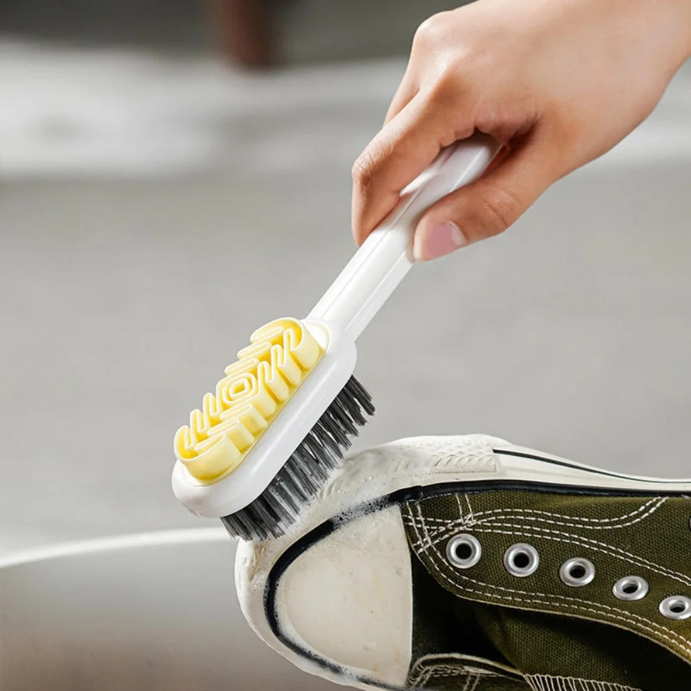 Detergente per stivali a doppia faccia scarpe polvere antimacchia gomma scamosciata Set manico lungo pulisci scarpe per la cura delle scarpe spazzola per scarpe da ginnastica nuovo