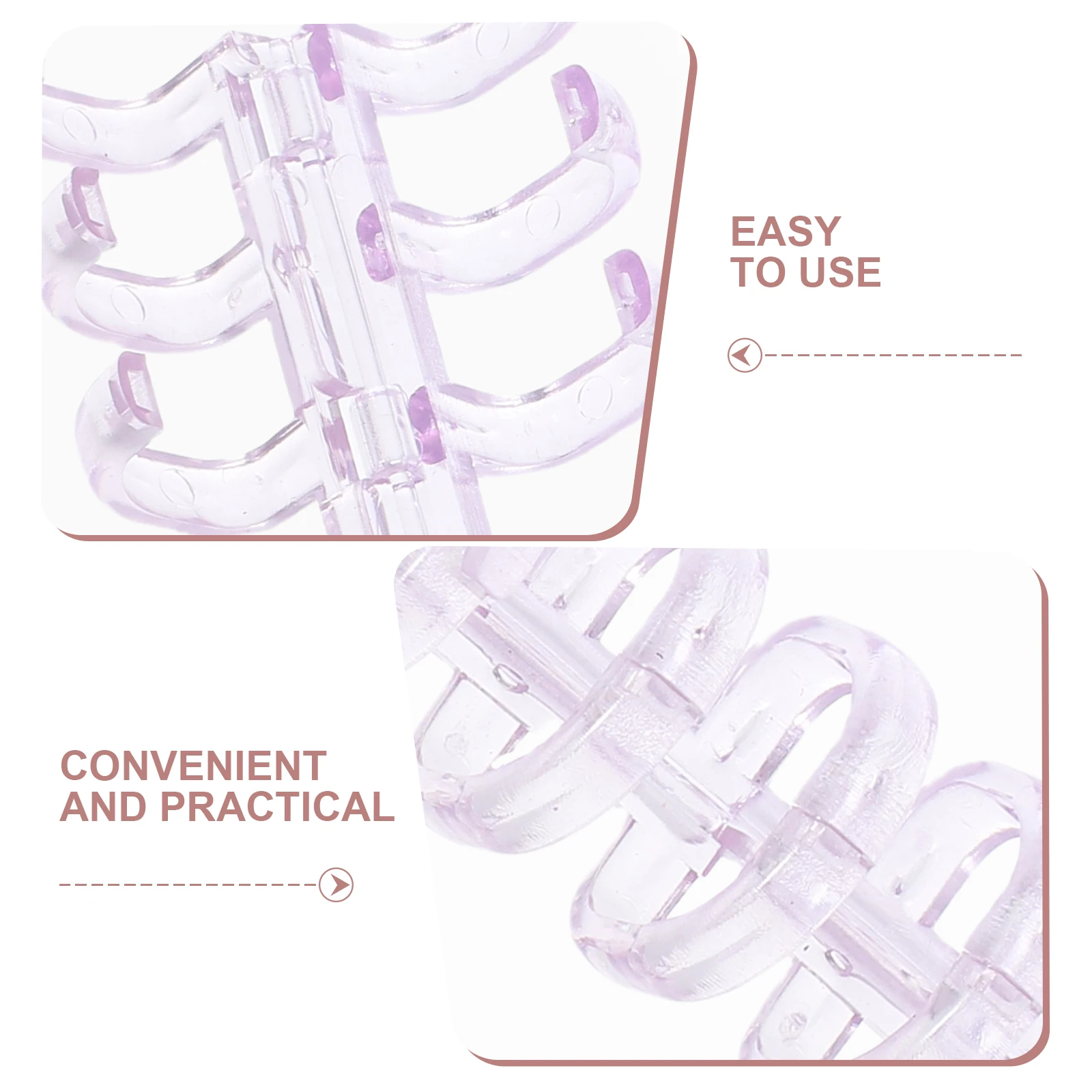 

100Pcs Plastic Loose-Leaf Binder Rings Transparent Openable 5-Hole Rings for Book Binding Index Cards Office Supplies