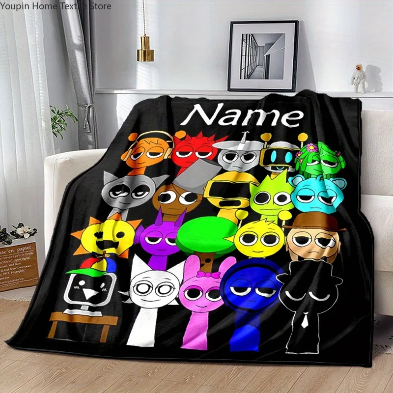 

Custom Name Sprunki Song Cartoon Flannel Blanket Soft,Warm,Throw for Sofa,Bed,Office,Travel,Cozy Gift Idea,Personalized Blanket