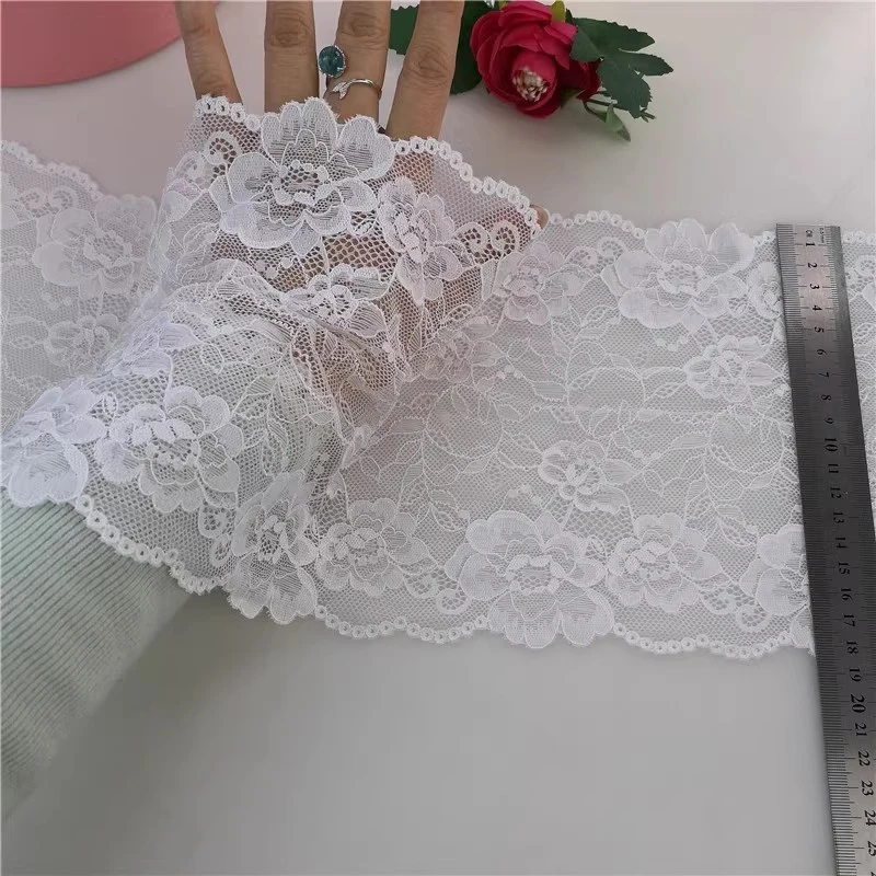 2 Yards schwarzer und weißer Spitzenstoff, Blumenspitze, DIY-Ärmel, Rock, Dekoration, Kleidungszubehör, 18 cm breit – Detail 3