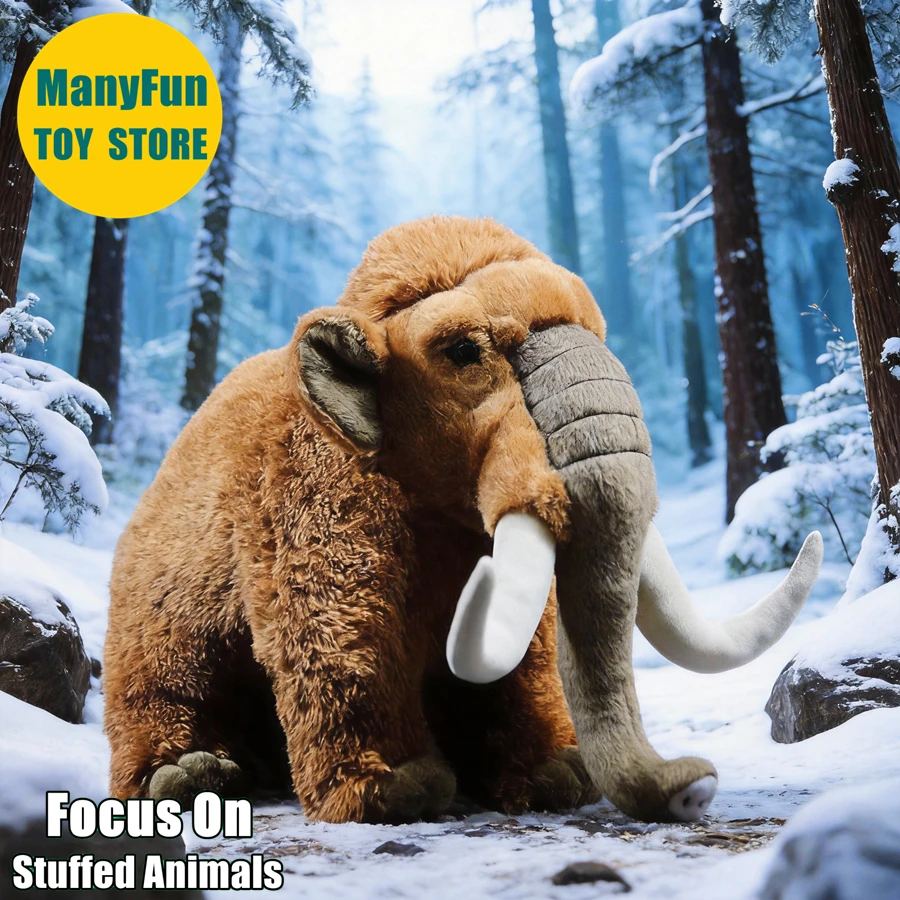 Mammoth Plush Animal Lifelike Woolly Mammoth Stuffed Toy Realistic Elephant Plushie Prehistoric Simulation Soft Doll