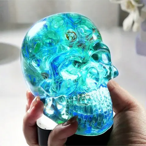 1 st stor silikonskalle epoxiform 4 st små skelettformar för harts gjutning konsthantverk ljustillverkning heminredning hänge nyckelringar 6 best sales epoxiform i silikonform - №3