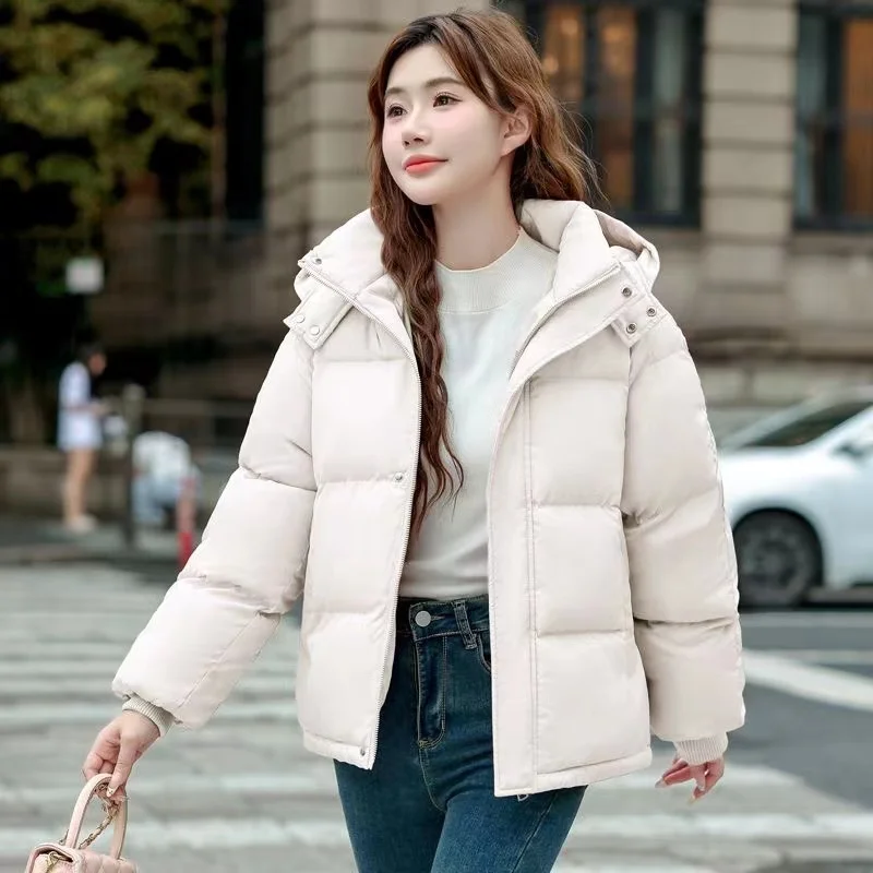 2024 New Winter Short Hooded Coat Thick Warm Jacket Women Parkas Casual Loose Down Cotton Outerwear Female Parka