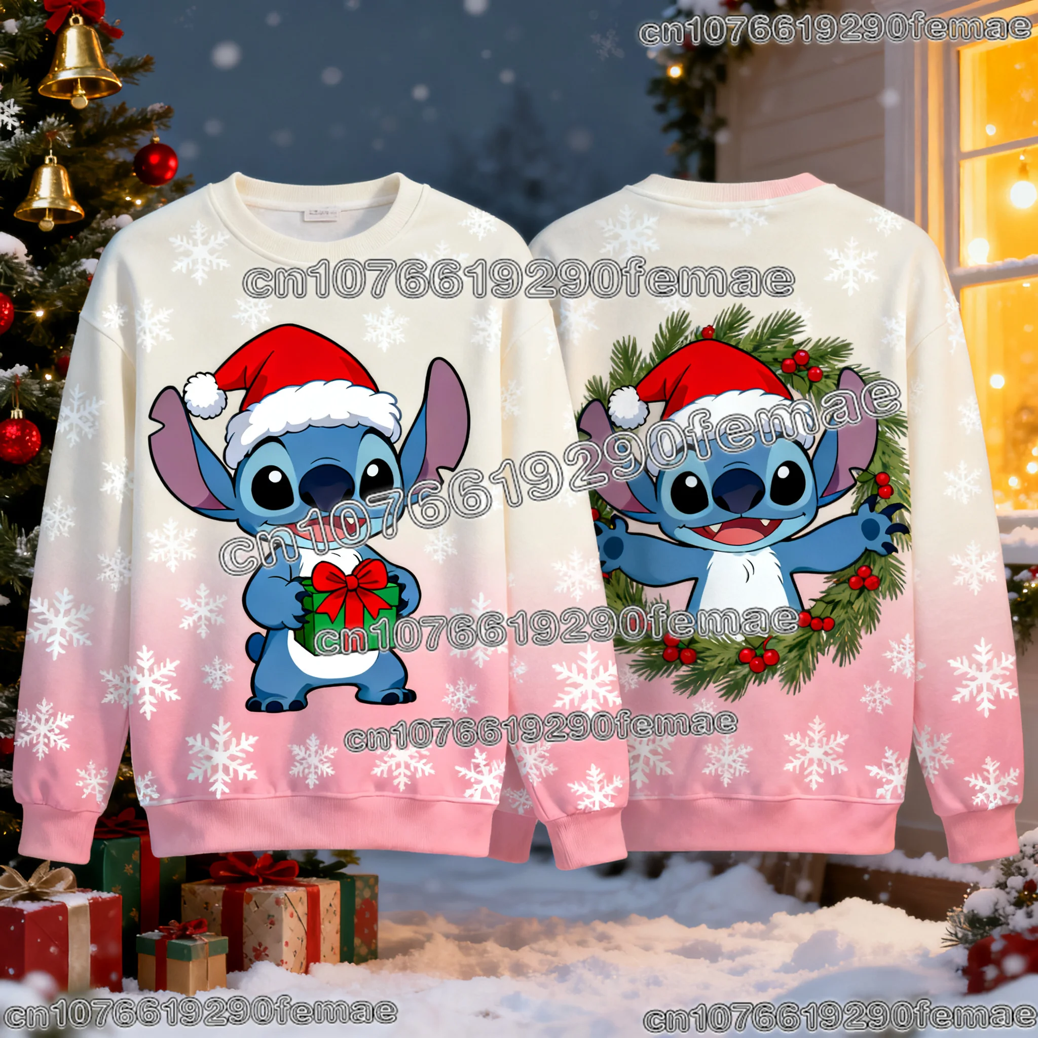 Trendy Stitch Cartoon Print Sweatshirt voor kinderen en volwassenen Comfortabele en stijlvolle trui voor dagelijks vrijetijdskleding en straat