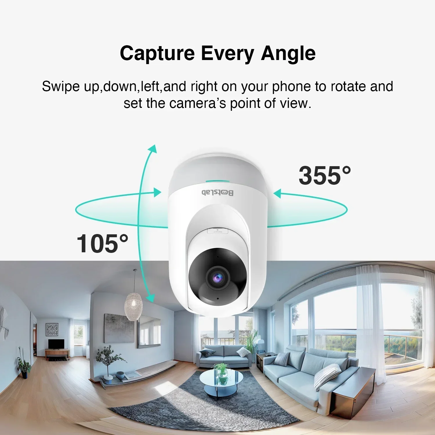 Botslab 360 Home Security Cam2 PTZ Webcam 2K 3MP AI Human Detection Night Vision Webcam Work With APP