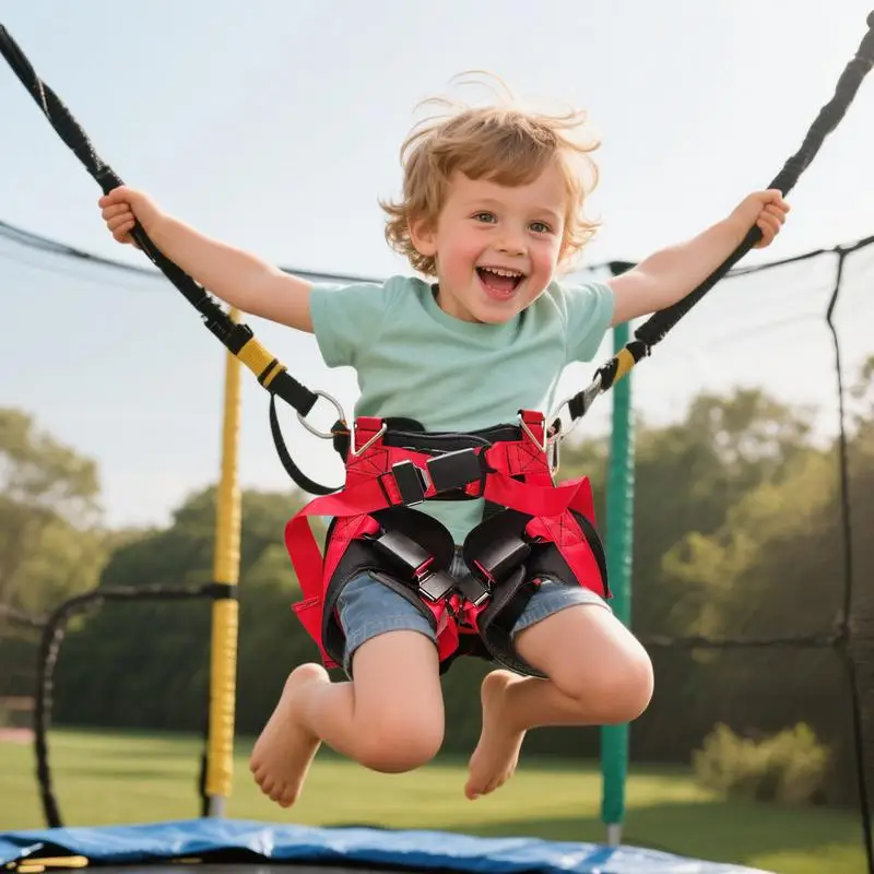 

Adjustable Trampoline Safety Harness for Children Double Buckle Waist Belt Thick Cushion Support 160lbs Weight Limit Safety Belt