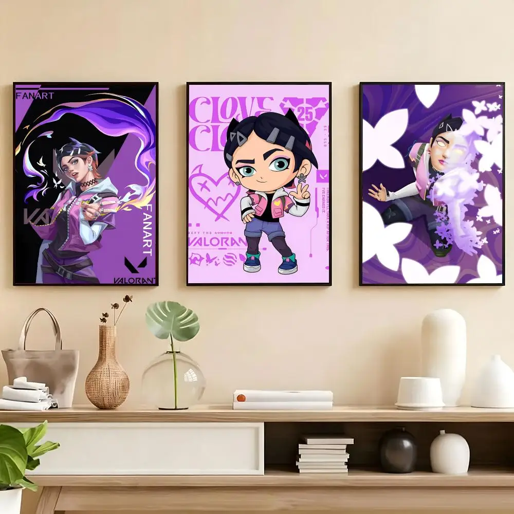 Rastar Clove V-Valorant Poster Poster HD Self Adhesive Waterproof Wall Art Ideal For Home Office Dorm Bedroom Great Gift