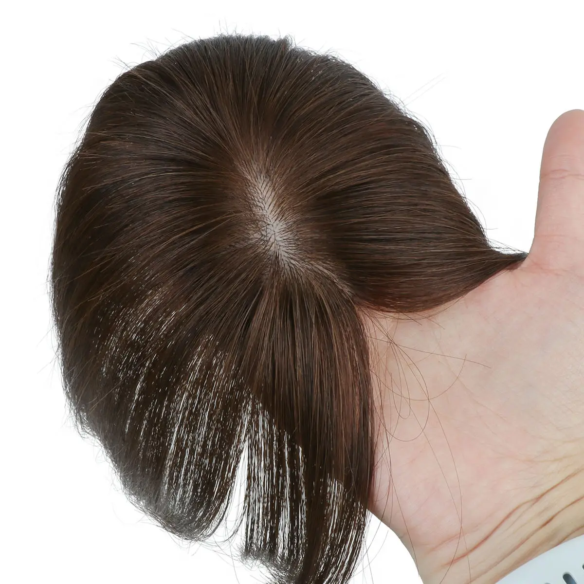 أغطية شعر بشري حقيقي للنساء يوميًا 360 درجة ° خصلات شعر ثلاثية الأبعاد مع غرة شعر رفيعة، 25، 30، 35 سم #5