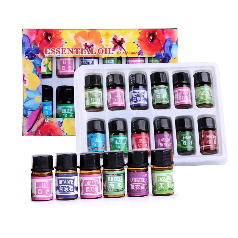 

12PCS X 3ml Pure Essential Oils for Aromatherapy Diffusers Humidifier Lavender Tea tree Lemongrass Orange Oil Home Air Care