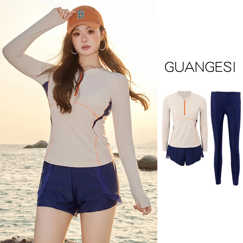 

Женский гидрокостюм с длинными рукавами и брюками, защита от солнца, раздельный, больших размеров, для плавания, снорклинга, серфинга на открытом воздухе