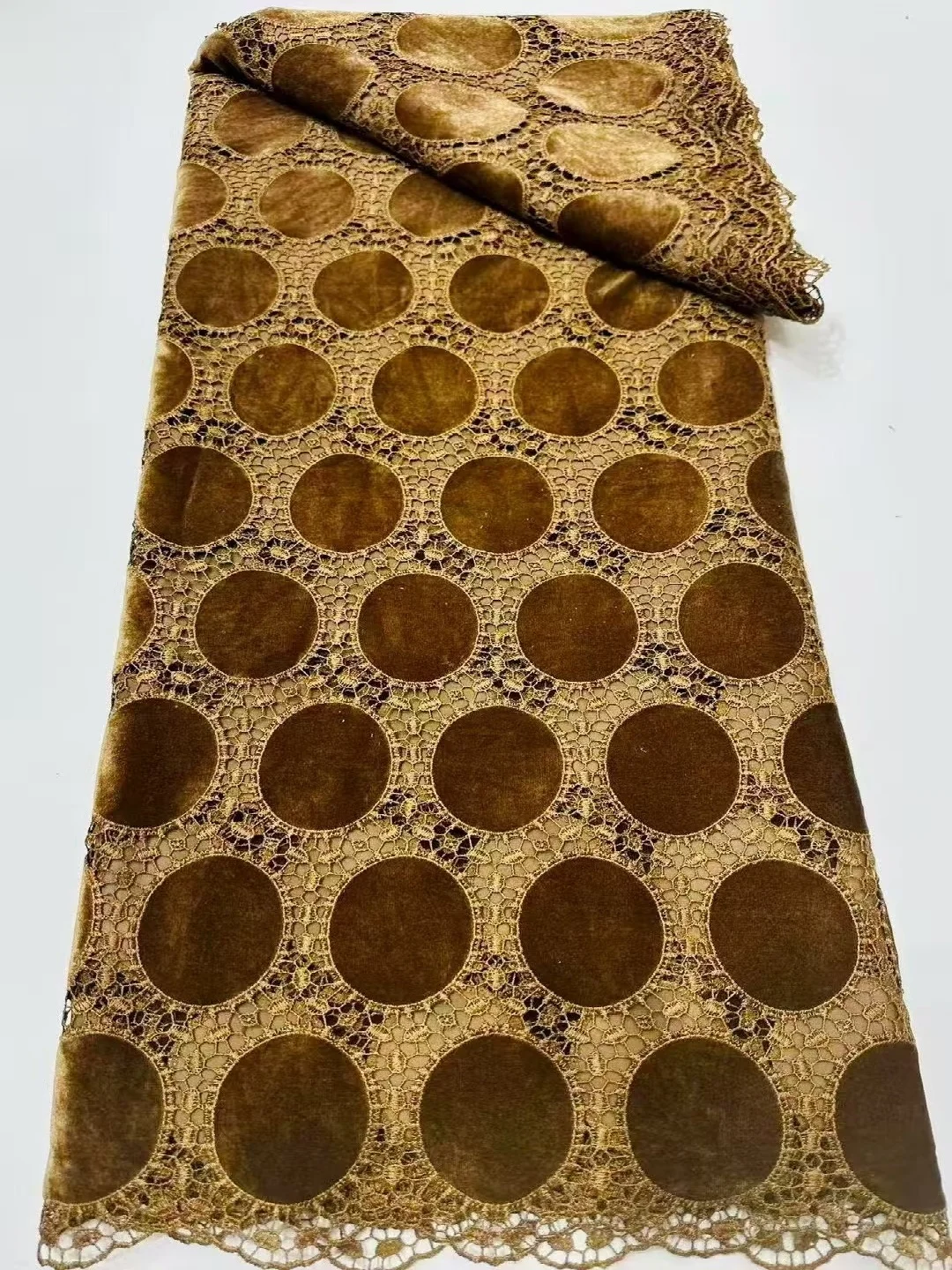 5 Yards African Velvet Guipure - Velvet Fabric Embroidery 评论和价格