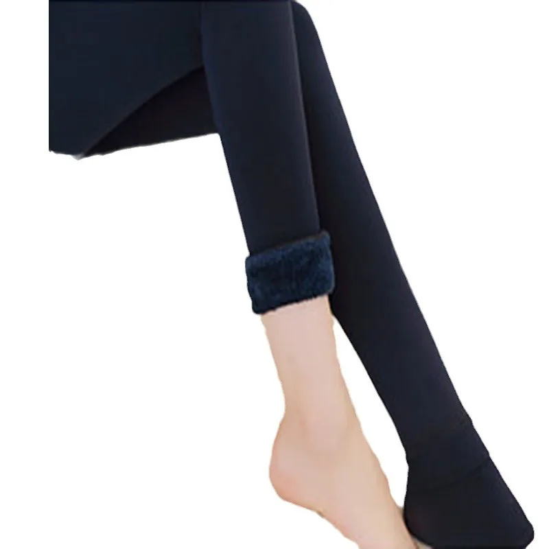 طماق النساء الخريف والشتاء عالية الخصر السراويل المتكاملة اللؤلؤ الصوف طماق الصوف سميكة السراويل الحرارية القدم #5