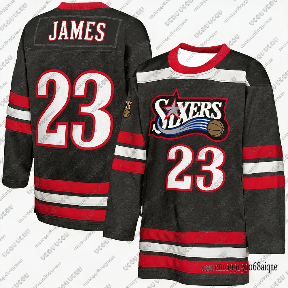 Herbst Winter Neu Schwarz # 23 Philadelphia Eishockey-Trikots für Männer und Frauen, Lässige Langarm-Sportshirts, Übergroße Herren-Trikots – Detail 4