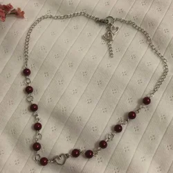 Fashion Handmade Love Red Beads Mary Necklace Y2K Star Charm Jewelry Necklace as a Gift for Her