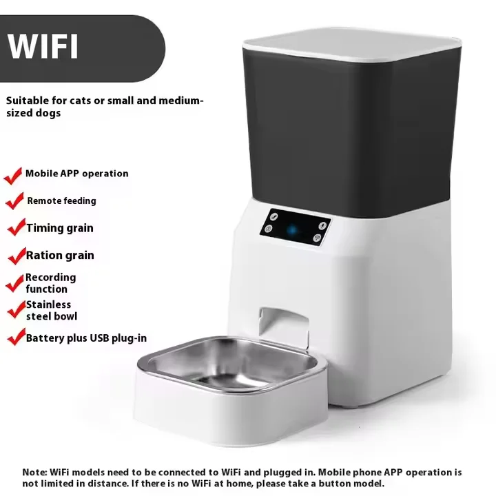 STLFFully Automatic Pet Feeder with Smartphone Remote Control Eco-Friendly Plastic Bowls Timed Feeder