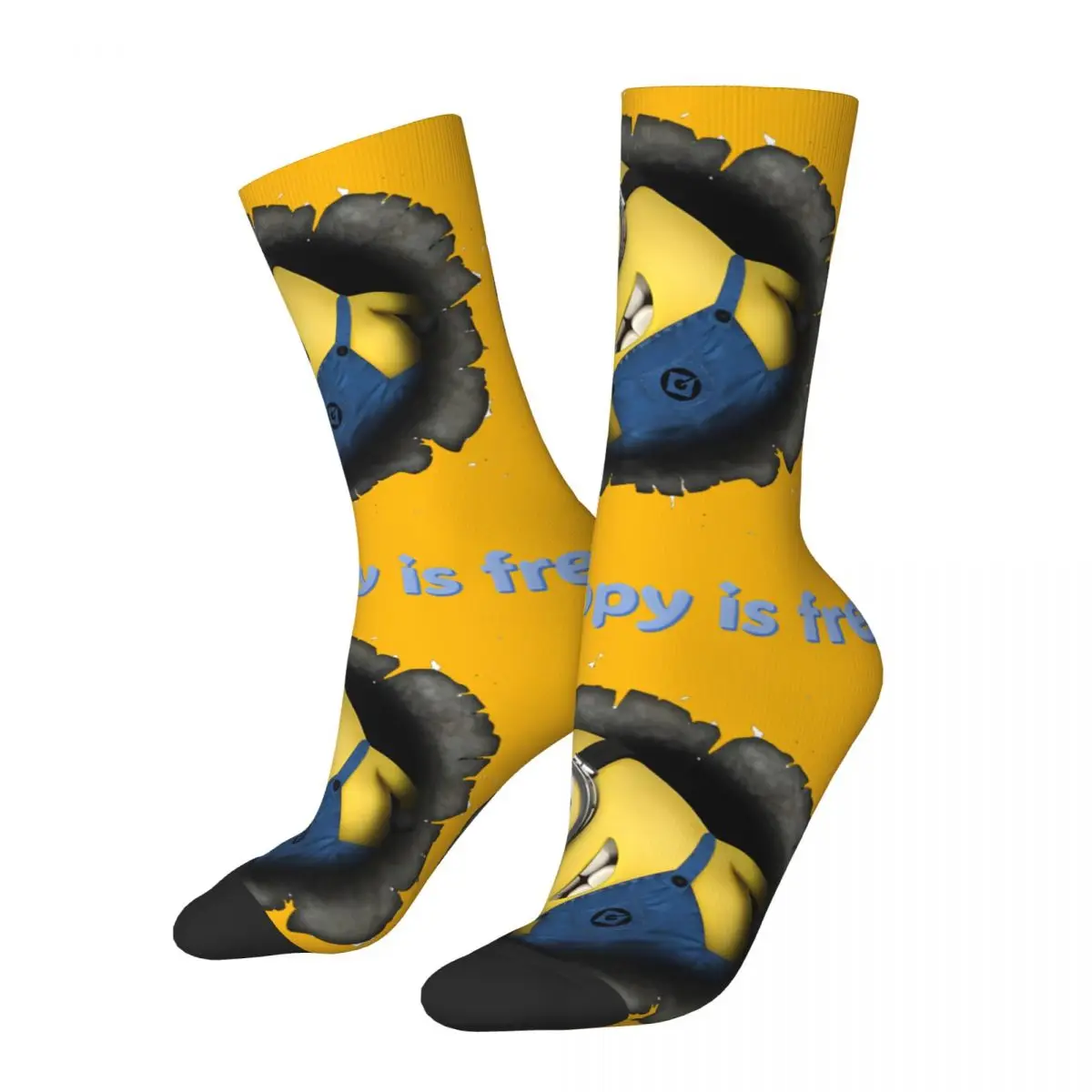 Retro Minions Lovers Men's compression Socks Unisex Despicable Me Minions Harajuku Seamless Printed Novelty Crew Sock