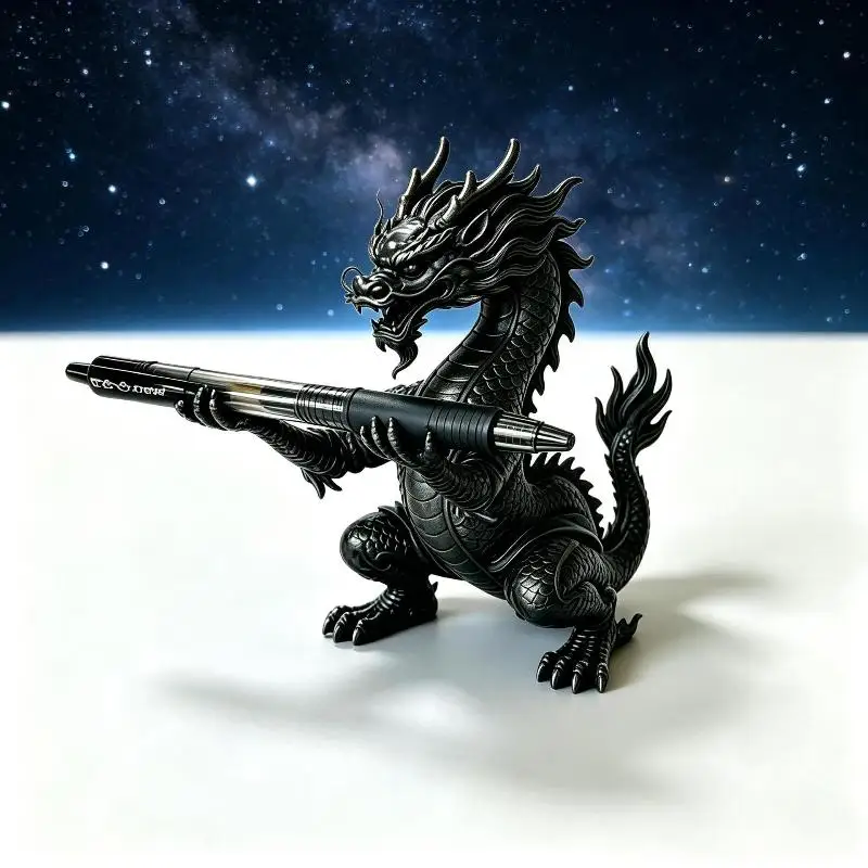 Hot 1Pcs 3D Printed Dragon Shaped Pen Holder Oriental Myth Vintage Style Dragon Stationery Storage Plastic Cartoon