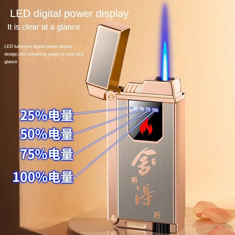 New High-tech Touch Sensor Lighter Gas-electric Hybrid Electronic Cigarette Lighter Windproof Alloy Fashionable Lighter Gift