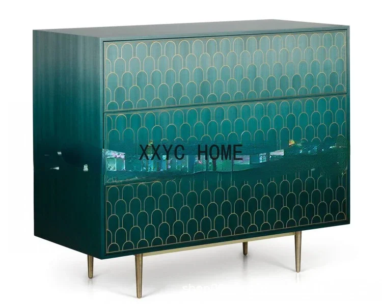 Light Luxury Entrance Cabinet Living Room Solid Wood Chest of Drawers Three-Drawer Locker Fashion Curio Cabinet