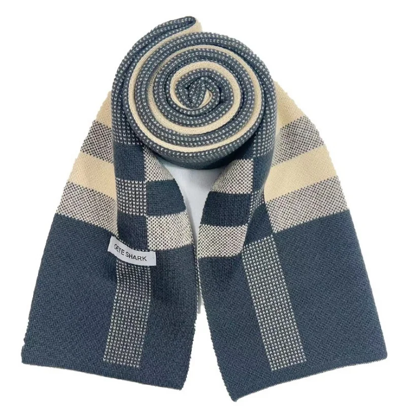 Fashion Men Plaid Knitted Scarf Autumn Winter Warm Pashmina Thicken Soft Neckerchief Business Scarves Male Accessories Bufandas