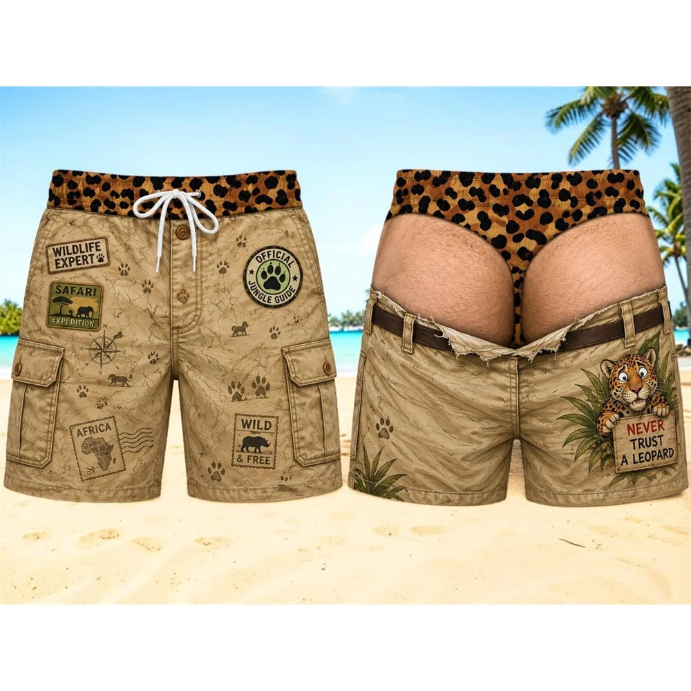 Retro 3D Print Cowboy Style Funny Beach Shorts For Men Quick Dry Breathable Drawstring Board Short Summer Novel Unique Shorts