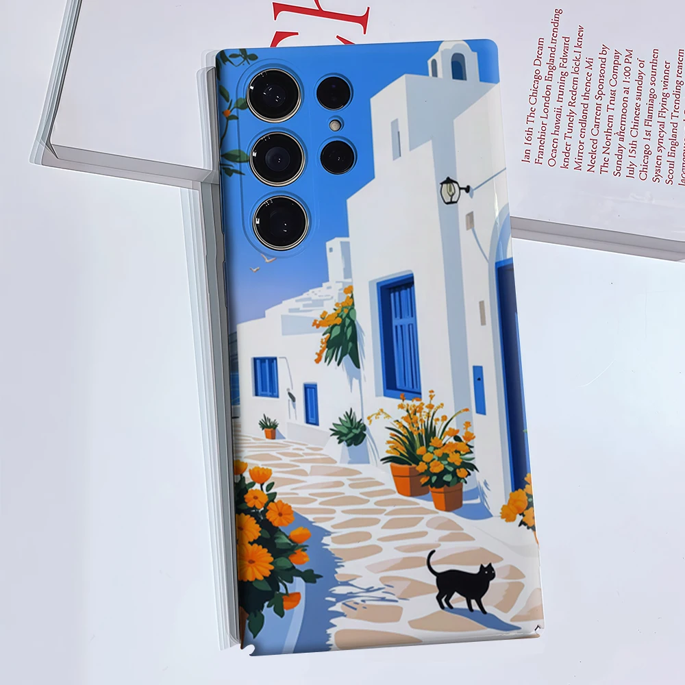 سانتوريني حافظة هاتف سوداء على شكل قطة لهاتف سامسونج جالاكسي S25 Ultra S24 S23 Ultra Plus غطاء خلفي لامع بطبقة مزدوجة #5