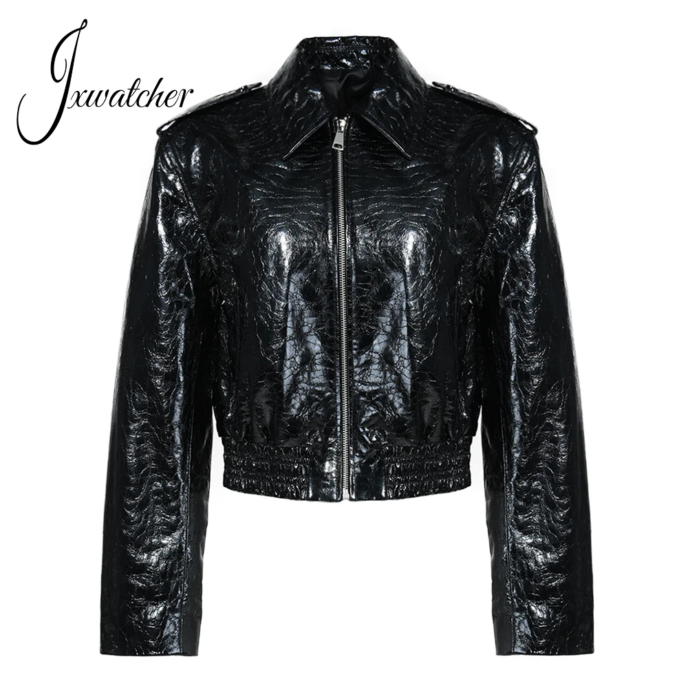 

Jxwatcher Real Leather Jacket Women Fashion Short Sheepskin Coat Lady 2024 Fall New Arrival Genuine Leather Cropped Coats Female