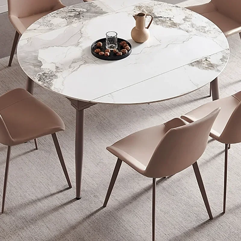 

The Dining Table Folded Retractable Round Shape Home Luxury High-end Italian Simplicity Mesa Comedor Apartment Furniture